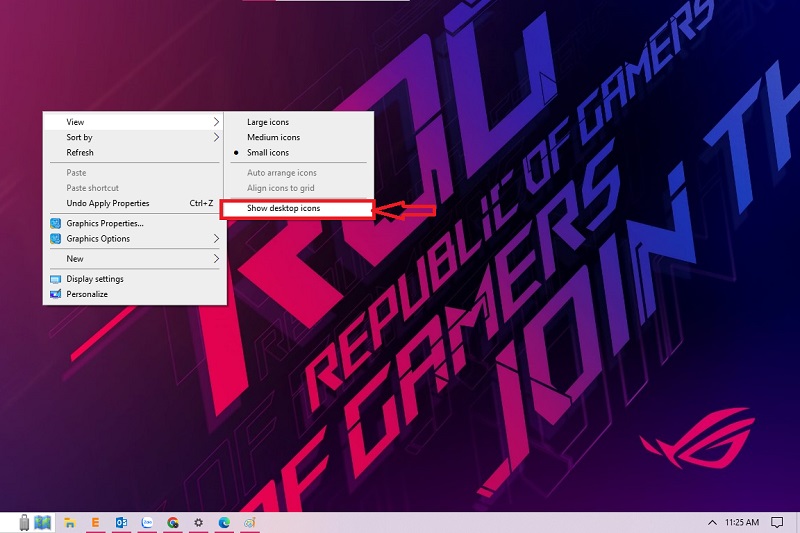 ẩn toàn bộ biểu tượng trên Desktop